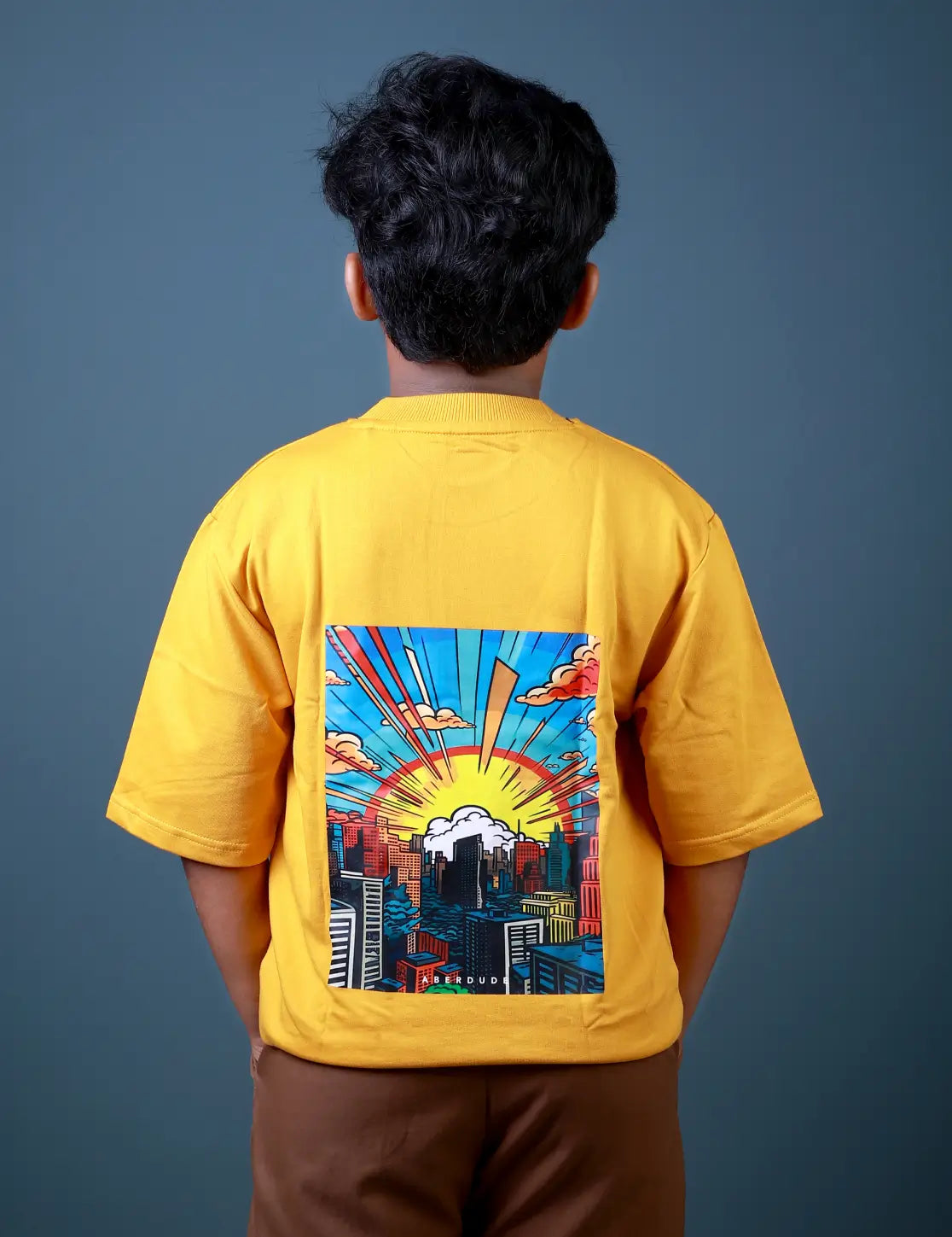 Boys (6–10 Years) Five Sleeve T-Shirt – Yellow Colour “NEW YORK” Print – Lubnet Cotton – 240-250 GSM
