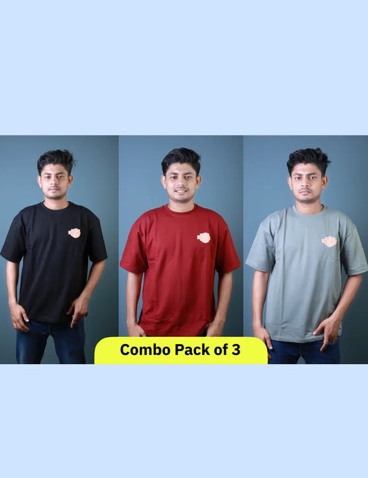 Harley Davidson Printed Oversized Men’s T-Shirt Combo Pack of 3 – Lubnet Cotton – 260-270 GSM