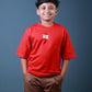 Boys (6-10 Years) Five Sleeve T-Shirt – Red Colour “SUN RISE” Print – Lubnet Cotton – 240-250 GSM