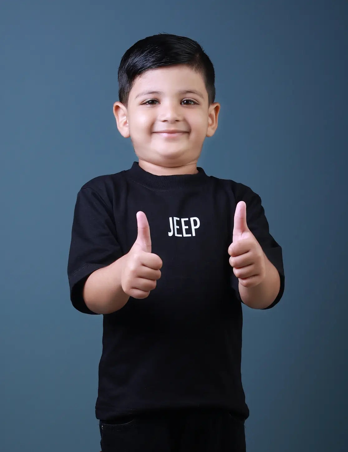 Kids (1–5 Years) Five Sleeve T-Shirt – Black Colour “JEEP” Print – Lubnet Cotton – 240-250 GSM