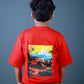Boys (6-10 Years) Five Sleeve T-Shirt – Red Colour “SUN RISE” Print – Lubnet Cotton – 240-250 GSM