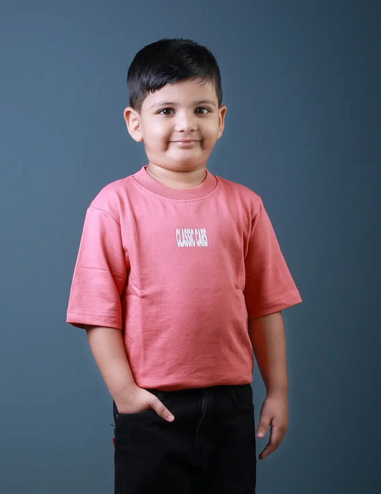 Kids (1–5 Years) Five Sleeve T-Shirt – Cherry Colour “CLASSIC CARS” Print – Lubnet Cotton – 240-250 GSM