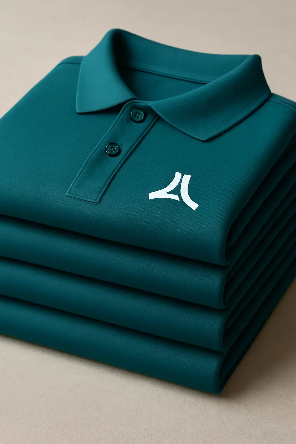 Gents Teal Collar Polo T-Shirt – Lubenet Cotton, 260-270 GSM, Five Sleeve, Embroidered Logo