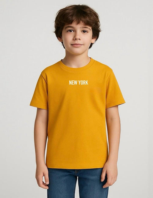 Sunrise City "New York" Kids Graphic T-Shirt - Mustard Yellow