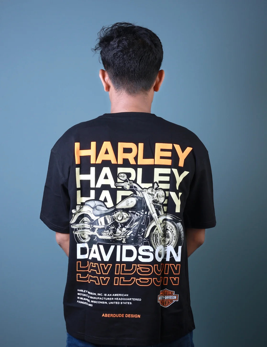 Harley Davidson Printed Oversized Men’s T-Shirt – Lubnet Cotton – 260-270 GSM