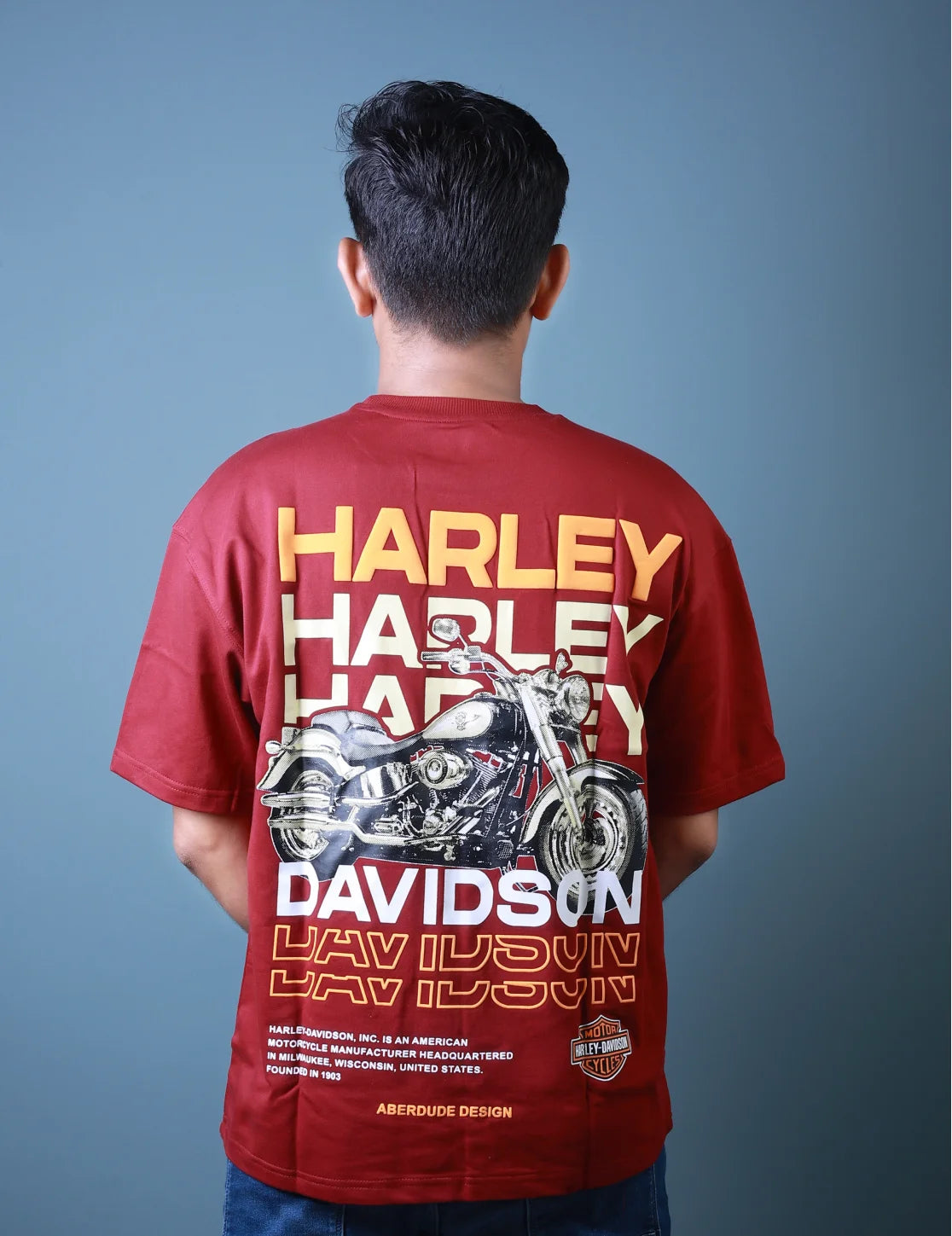 Harley Davidson Printed Oversized Men’s T-Shirt – Lubnet Cotton – 260-270 GSM