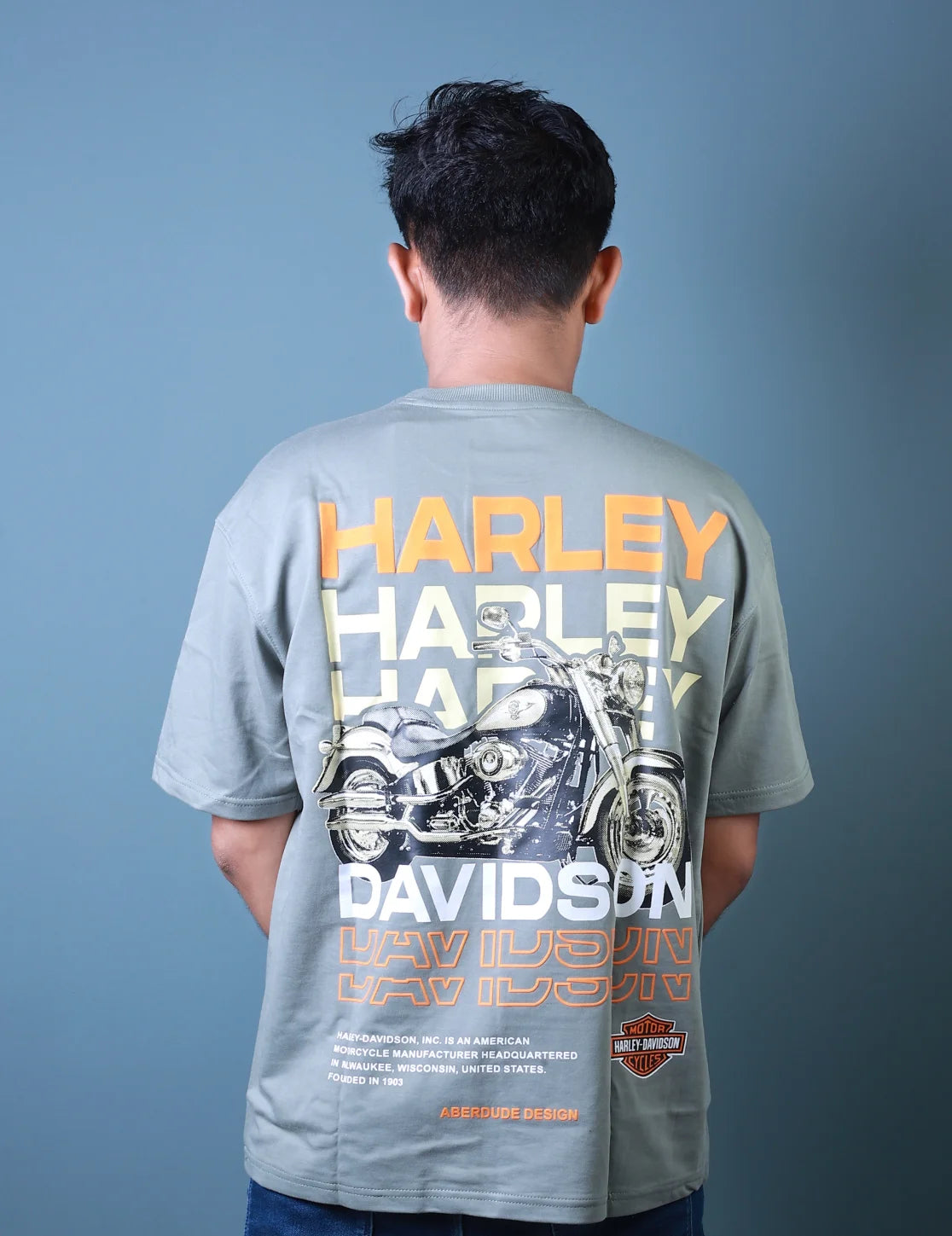 Harley Davidson Printed Oversized Men’s T-Shirt – Lubnet Cotton – 260-270 GSM