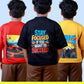 Boys (6–10 Years) Combo Pack of 3 Five Sleeve T-Shirts – Red “SUN RISE”, Yellow “NEW YORK”, and Black “STAY FOCUSED” Prints – Lubnet Cotton – 240-250 GSM