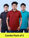 Men’s Polo Collar T-Shirt Combo Pack of 3 (Black,Green,Maroon) – Marsh Fabric – 220 GSM