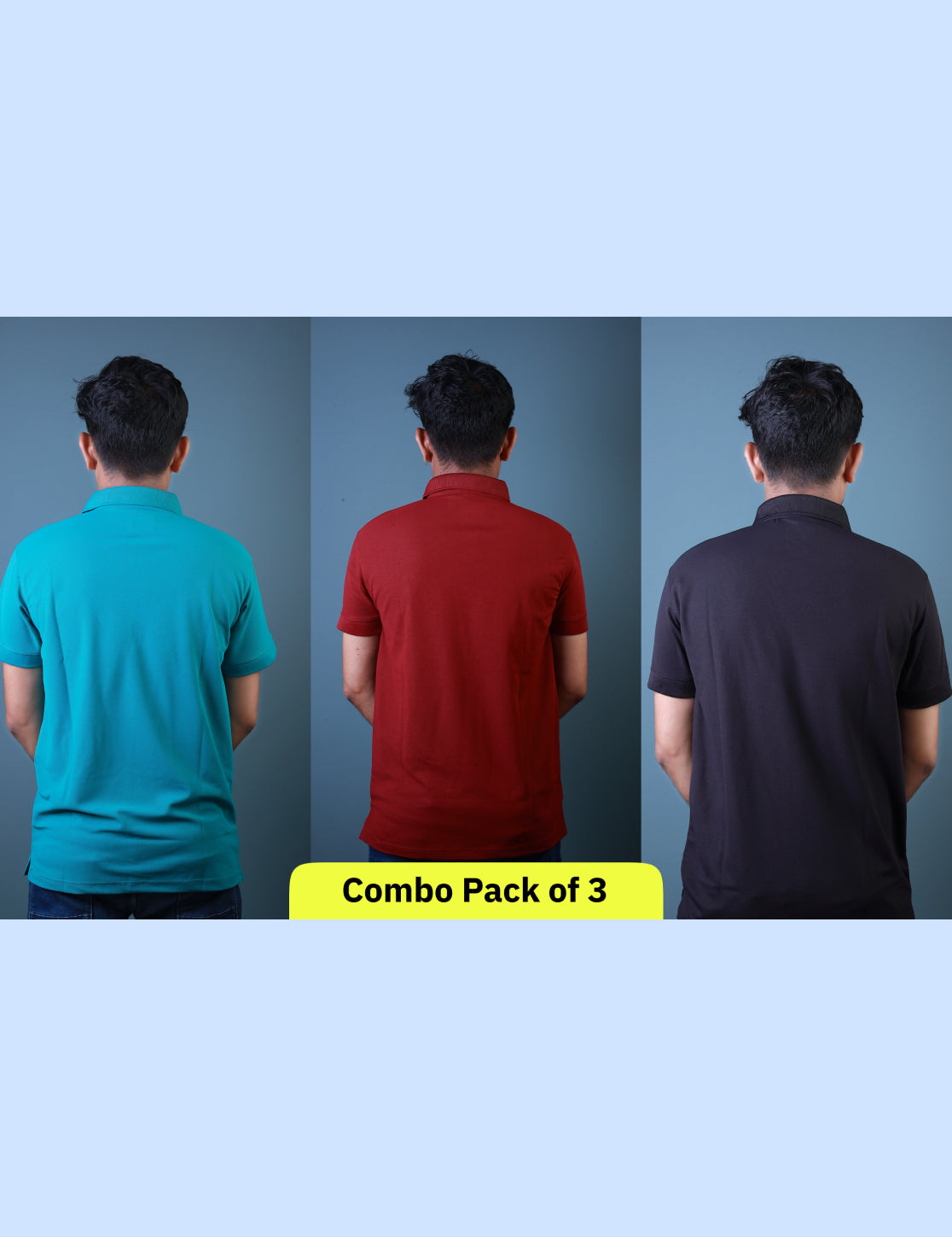 Men’s Polo Collar T-Shirt Combo Pack of 3 (Black,Green,Maroon) – Marsh Fabric – 220 GSM